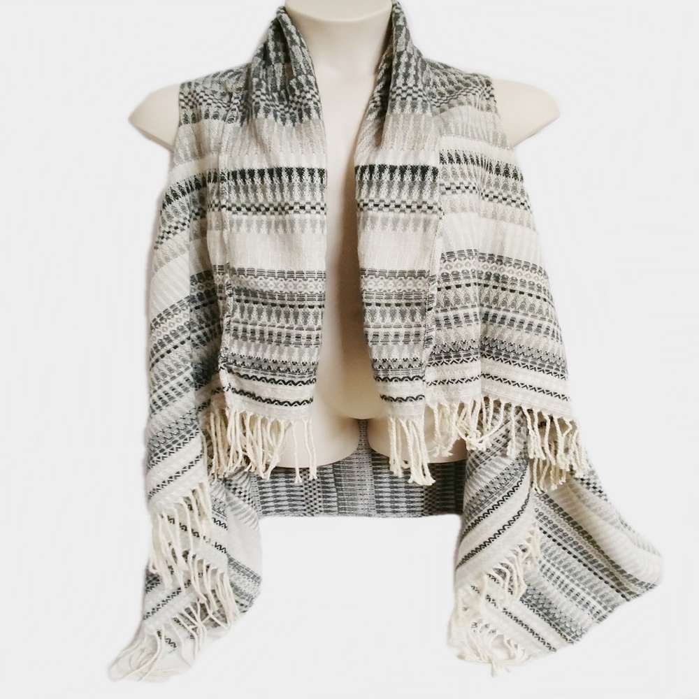 Womens fringe vest One Size Black Gray White